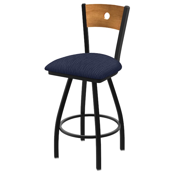 36" Swivel Counter Stool, Nickel Finish, Med Back, Graph Anchor Seat